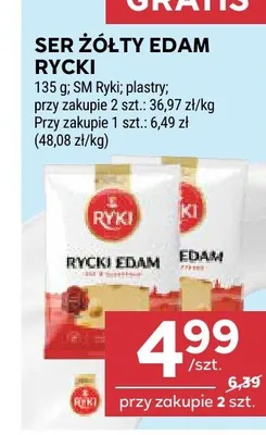 Ser żółty Edam Rycki plastry promocja w Stokrotka