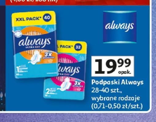 Podpaski Always promocja w Auchan