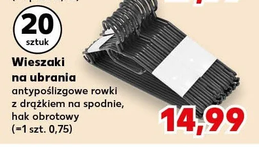 Wieszaki na ubrania antypoślizgowe z drążkiem na spodnie, hak obrotowy promocja w Kaufland