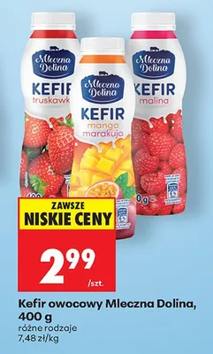 Kefir owocowy Mleczna Dolina truskawkowy promocja w Biedronka