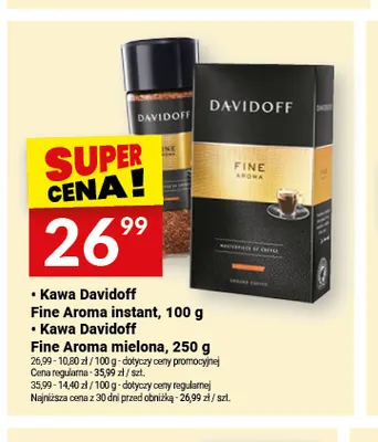 Kawa rozpuszczalna Davidoff Fine Aroma instant promocja w Twój Market