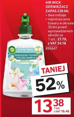 Odświeżacz zapas Air Wick Active Fresh promocja w Selgros