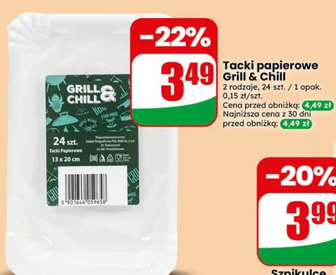 Tacki papierowe Grill & Chill promocja w Dino