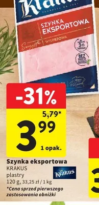 Szynka eksportowa Krakus plastry promocja w Intermarche