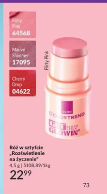 Róż w sztyfcie Rozświetlenie na życzenie Avon Color Trend promocja w AVON