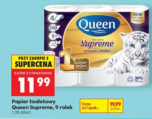 Papier toaletowy Supreme premium comfort 4-warstwowy promocja w Biedronka