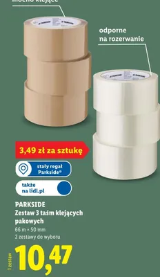 Zestaw 3 taśm klejących pakowych Parkside promocja w Lidl