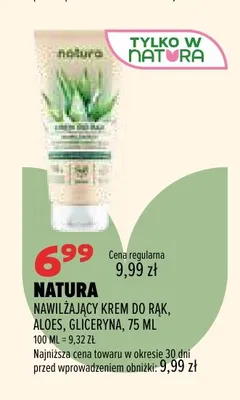 Nawilżający krem do rąk aloes gliceryna Natura promocja w Drogerie Natura