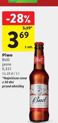 Piwo BUD jasne promocja w Intermarche