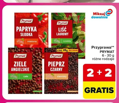 Przyprawa pieprz czarny ziarnisty Prymat promocja w Carrefour Market
