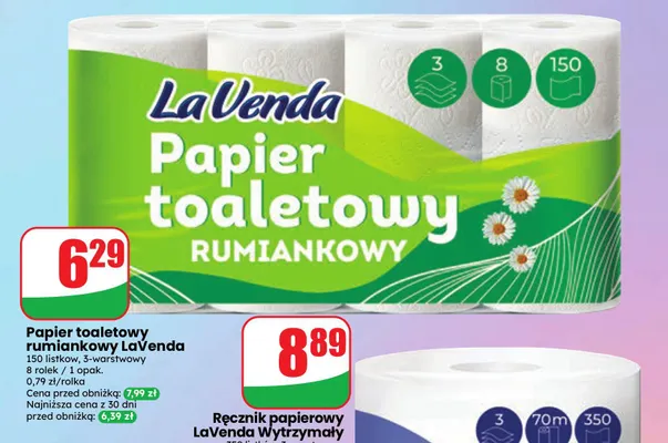 Papier toaletowy rumiankowy LaVenda 8-pak promocja w Dino