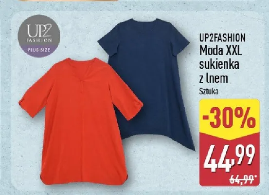 Sukienka z lnem UP2FASHION Moda XXL promocja w Aldi