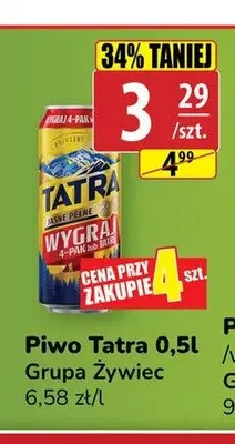 Piwo Tatra Jasne Pełne promocja w API Market