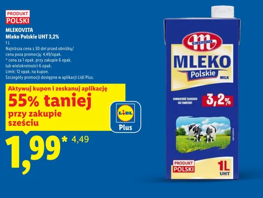 Mleko Polskie UHT 3,2% Mlekovita promocja w Lidl