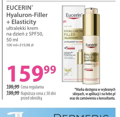 Hyaluron-Filler + Elasticity ultralekki krem na dzień z SPF50 Eucerin promocja w Hebe