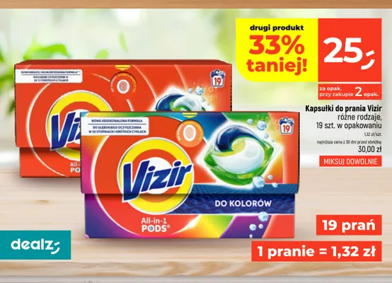 Kapsułki do prania Vizir All-in-1 Pods Regular promocja w Dealz