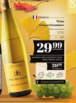 Wino białe Gewurztraminer wytrawne Paul Mittnacht promocja w POLOmarket