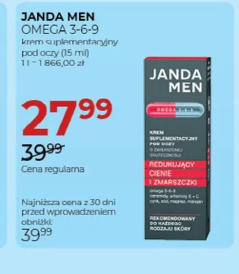 Krem pod oczy Janda Men Omega 3-6-9 promocja w Drogerie Jawa