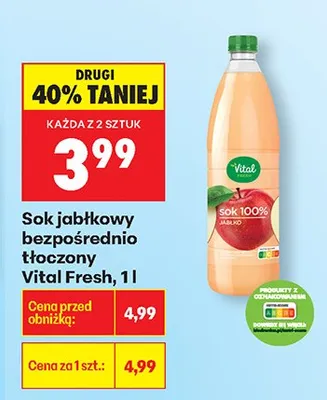 Sok jabłkowy bezpośrednio tłoczony promocja w Biedronka