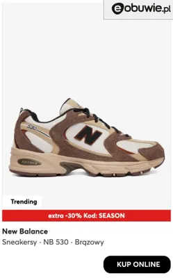 Sneakersy NB 530 brązowy New Balance promocja w eobuwie.pl