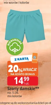 Szorty damskie Tissaia biobawełna promocja w Leclerc