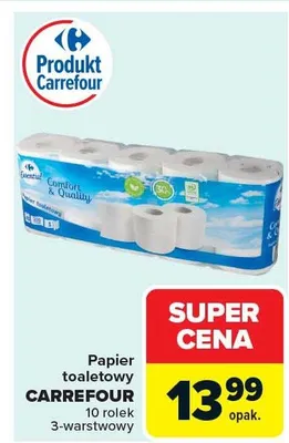 Papier toaletowy 10 rolek 3-warstwowy promocja w Carrefour Market