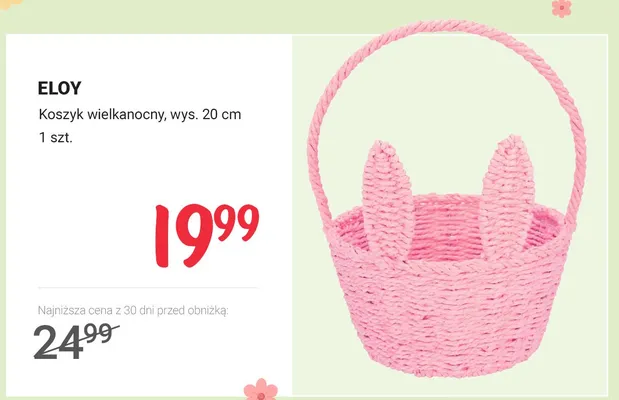 Koszyk wielkanocny, wys. 20 cm promocja w Rossmann