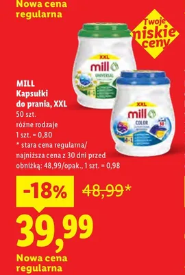 Kapsułki do prania Mill XXL promocja w Lidl