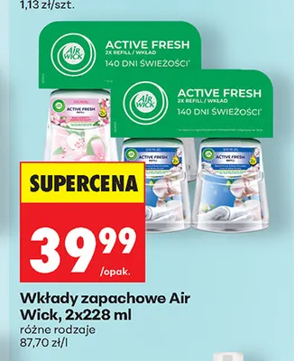 Wkłady zapachowe Air Wick Active Fresh 2-pak promocja w Biedronka