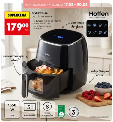Frytownica beztłuszczowa Hoffen 5 l promocja w Biedronka