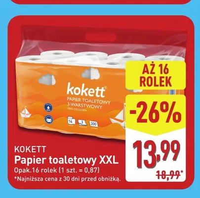 Papier toaletowy XXL 16-pak Kokett promocja w Aldi