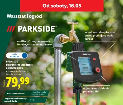 Elektroniczne urządzenie do nawadniania Parkside w zestawie z przyłączem węża i złączką kranową promocja w Lidl