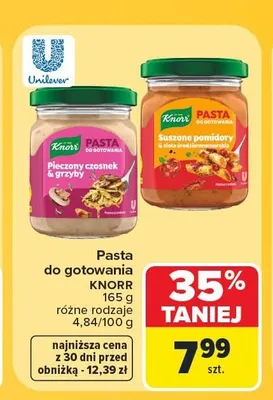 Pasta do gotowania Knorr Pieczony czosnek & grzyby promocja w Carrefour