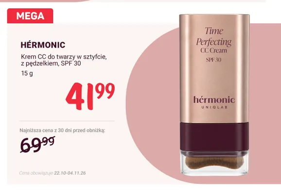 Krem CC do twarzy w sztyfcie z pędzelkiem SPF 30 Hérmonic promocja w Rossmann