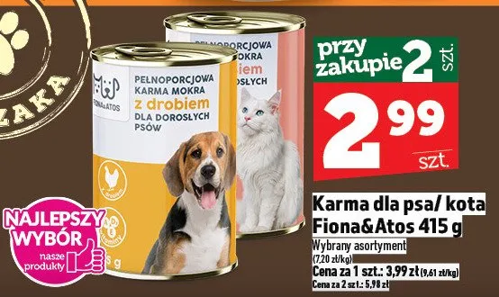 Karma dla psa/kota Fiona&Fido 415 g promocja w TOPAZ