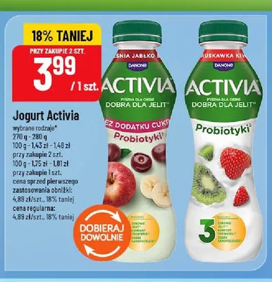 Jogurt pitny Activia Wiśnia Jabłko promocja w POLOmarket