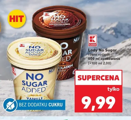 Lody K-Classic No Sugar Added promocja w Kaufland