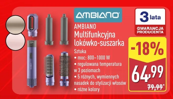 Multifunkcyjna lokówko-suszarka Ambiano promocja w Aldi
