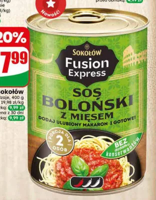 Danie gotowe Sokołów Sos boloński z mięsem promocja w Dino