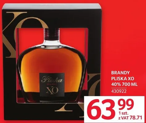 Brandy Pliska XO 40% 700 ml promocja w Selgros