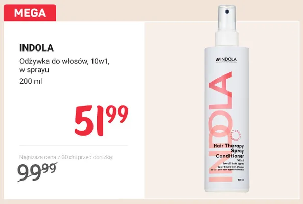 Odżywka do włosów 10w1 w sprayu INDOLA promocja w Rossmann