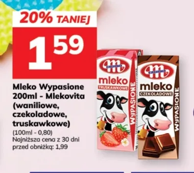Mleko Wypasione truskawkowe Mlekovita promocja w Hitpol