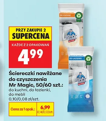 Ściereczki nawilżane do czyszczenia Mr Magic do łazienki promocja w Biedronka