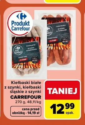 Kiełbaski śląskie z szynki Carrefour promocja w Carrefour Market