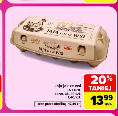 Jajka kurze jak ze wsi XL Jaj-Pol promocja w Carrefour Market