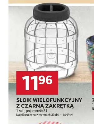 Słoik wielofunkcyjny z czarną zakrętką 3 l promocja w Stokrotka