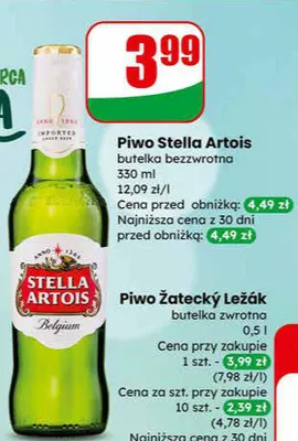 Piwo Stella Artois butelka bezwrotna promocja w Dino