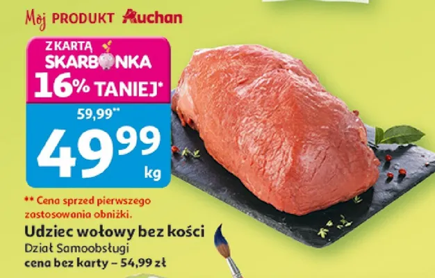 Udziec wołowy bez kości promocja w Auchan