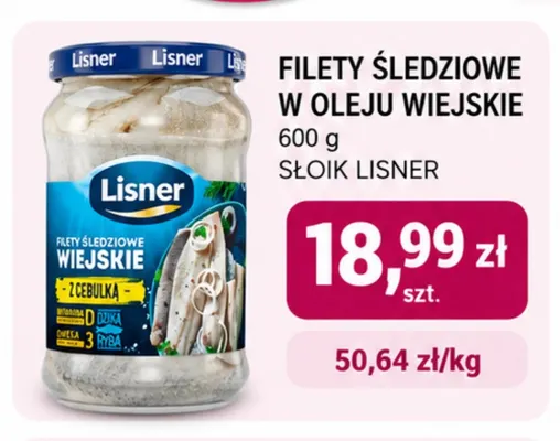 Filety śledziowe w oleju wiejskie Lisner promocja w emma MARKET