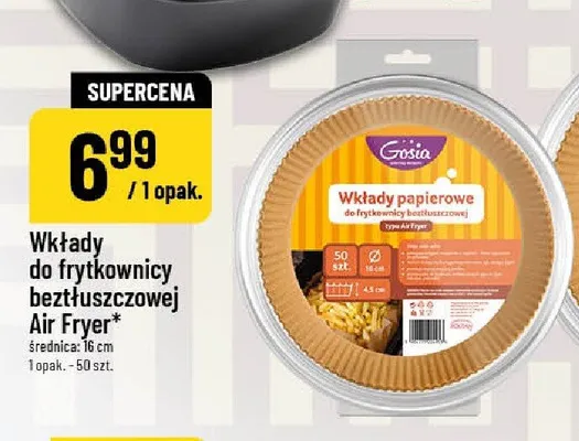 Wkłady do frytkownicy beztłuszczowej Air Fryer Gosia 16 cm 50-pak promocja w POLOmarket